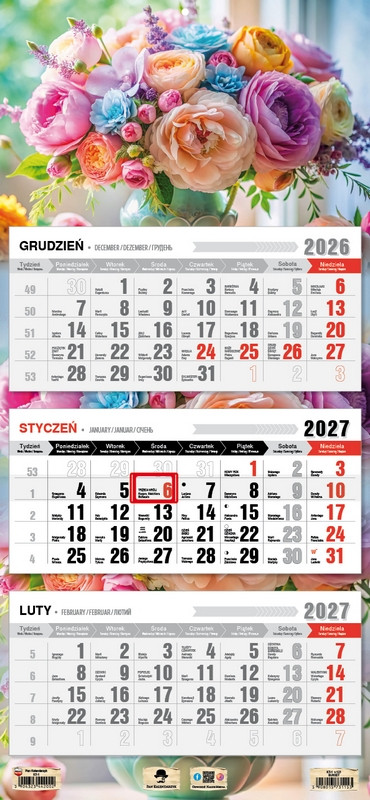 Kalendarz trójdzielny KT-2 Premium (wypukła główka) Pan Kalendarzyk